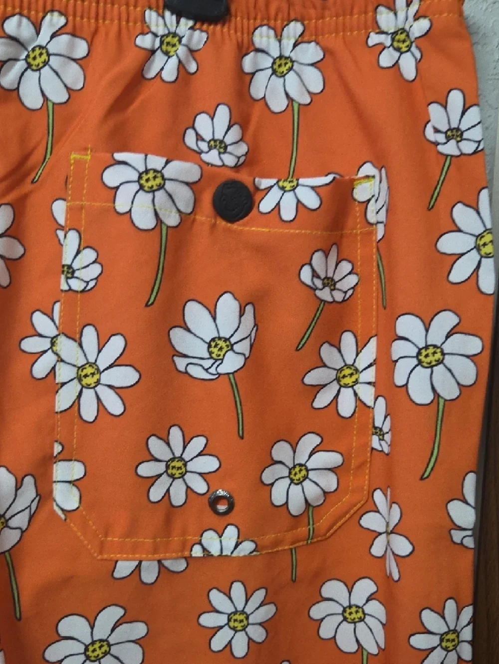 NWT Mr. Swim Scattered Daisies Floral Swim Trunks Coral Orange Size L [1282]